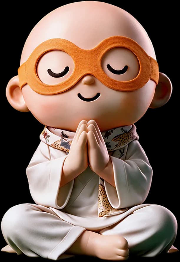 Wisebud, the InnerWise mascot, meditating with eyes closed